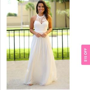 NWT Beige Maxi Crochet Dress